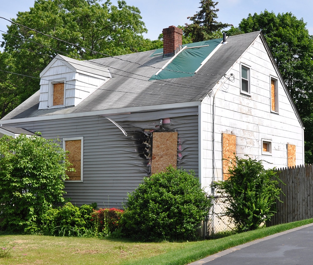 a house with trees in the background