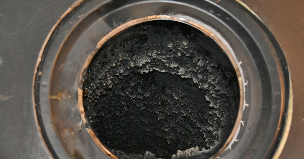 a close up of a metal pan