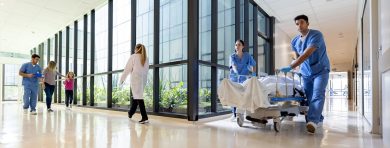 Hospital Hallway With Medical Staff