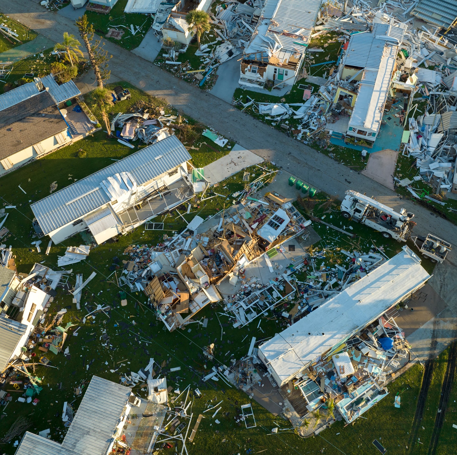 a few houses destroyed by hurricane